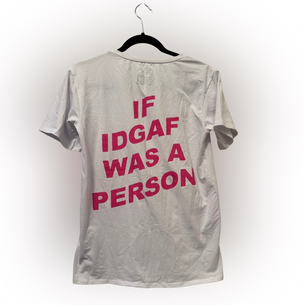 White T-Shirt with Back Pink Graphic Print